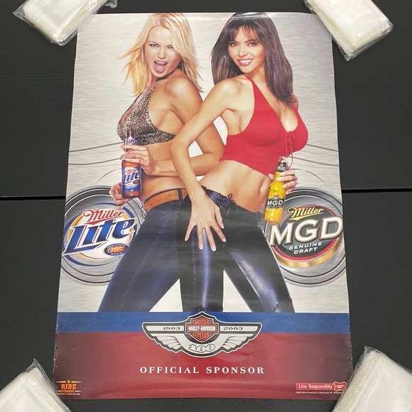 Harley-Davidson Other - Harley-Davidson Vintage 100th Anniversary Miller Light Poster
